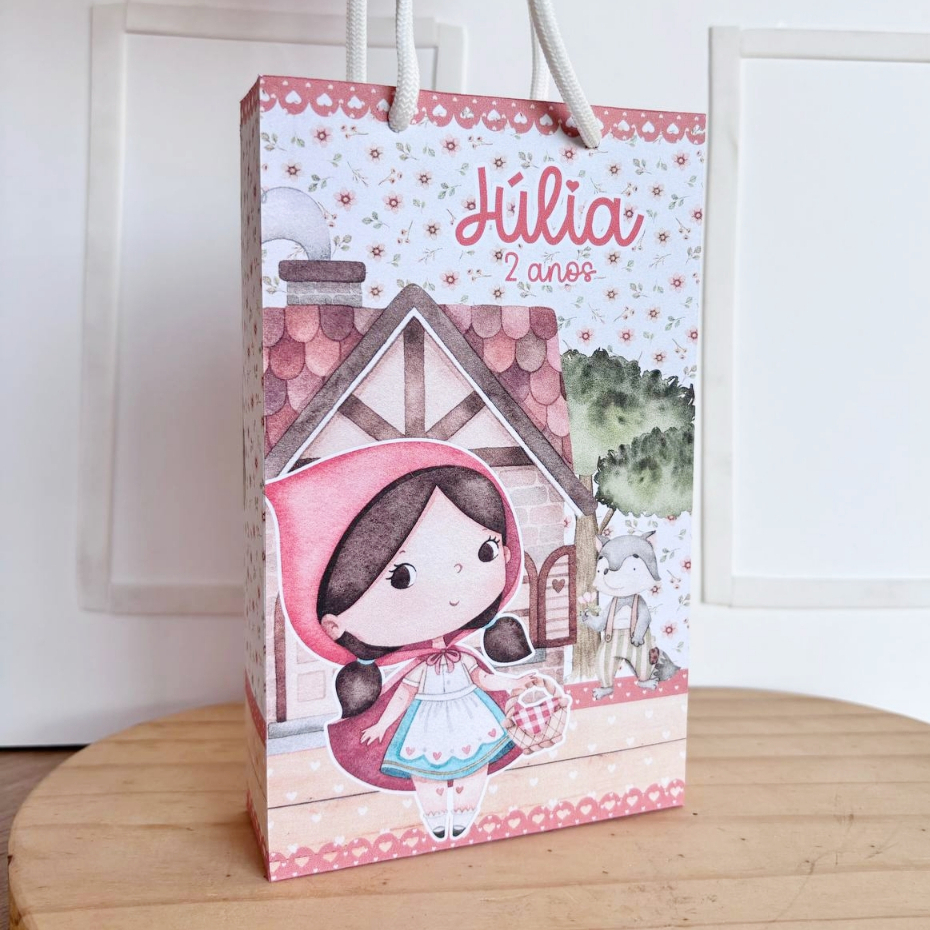 Kit Sacolinhas Surpresa Personalizada Chapeuzinho Vermelho PEGUE e MONTE Lembrancinha Aniversário