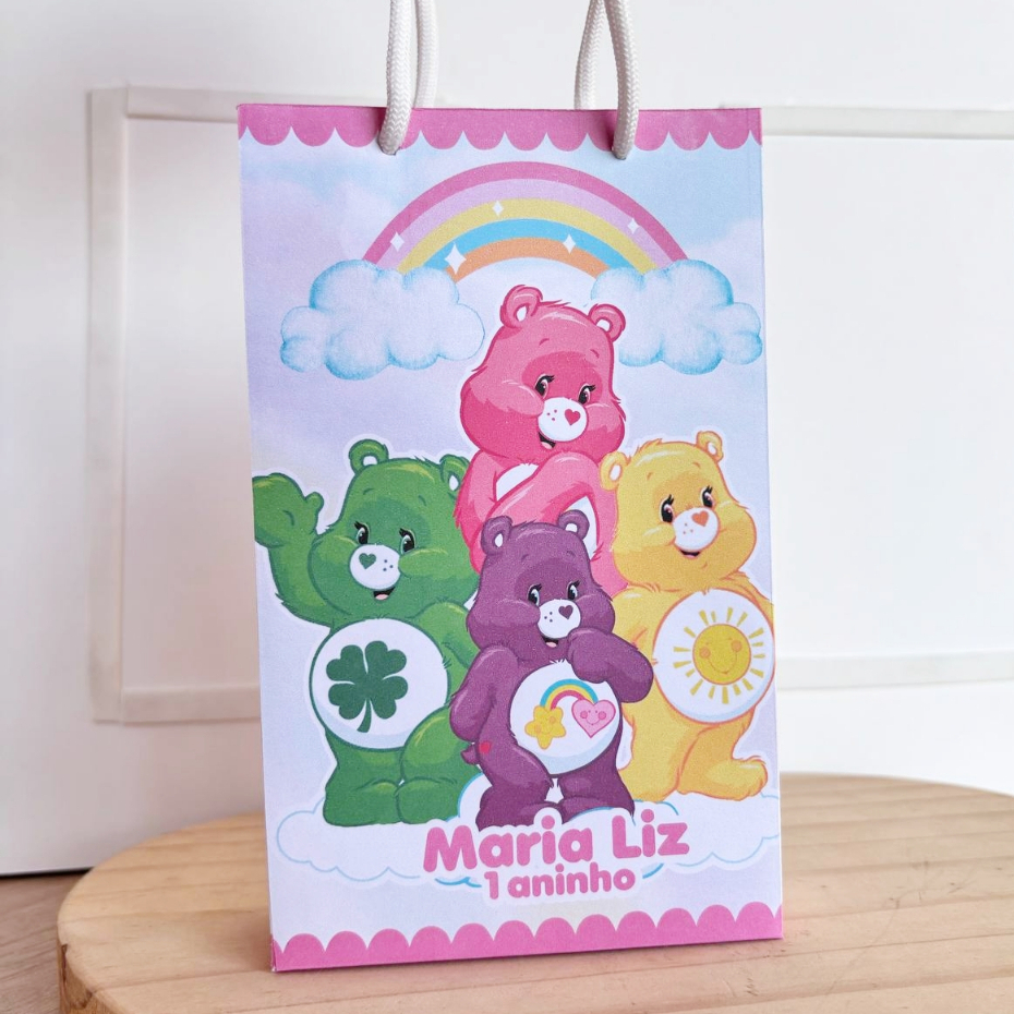 kit Sacolinhas Surpresa Personalizada Ursinhos Carinhosos PEGUE e MONTE Lembrancinha Aniversário
