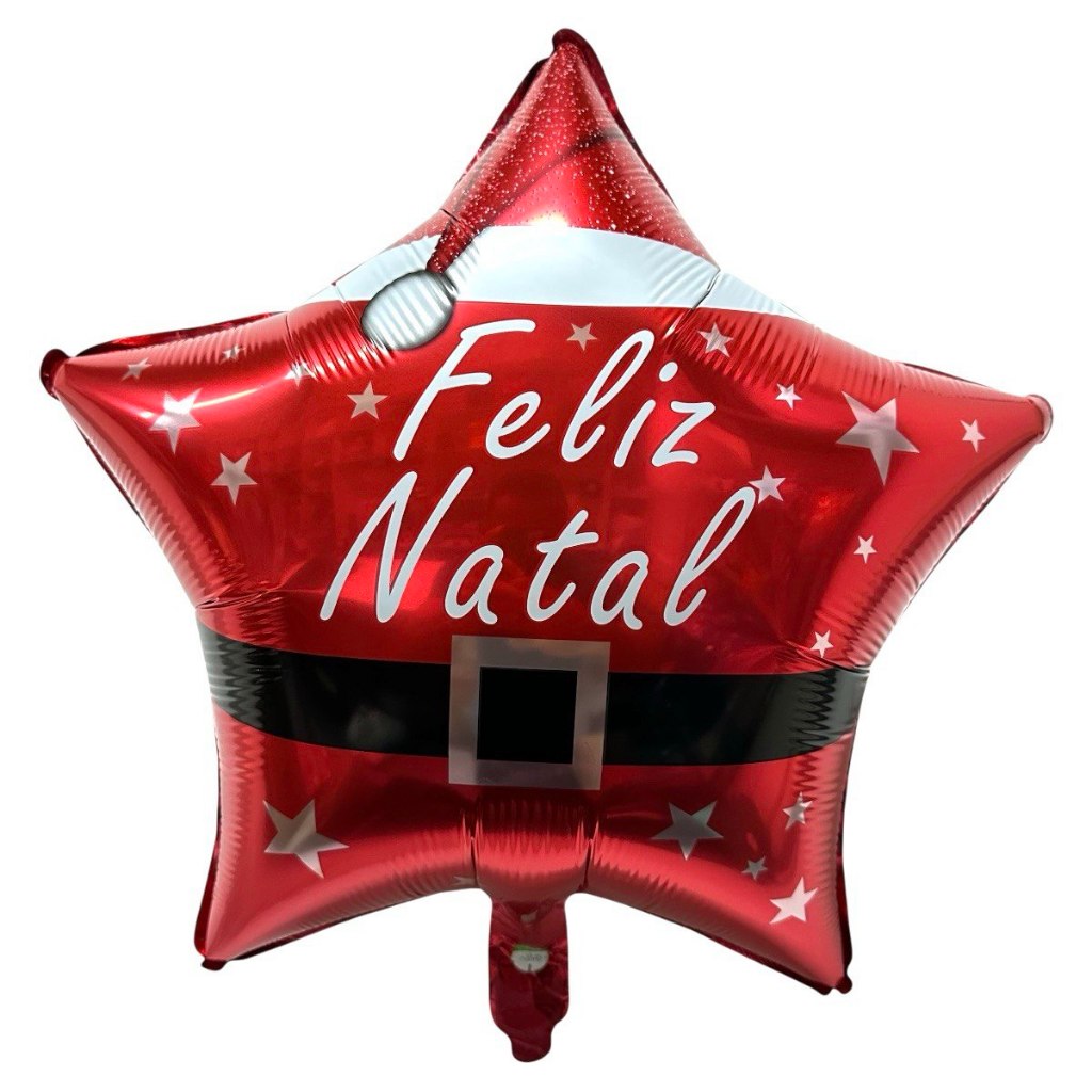 50 Balão Metalizado Estrela Vermelho Feliz Natal 45cm Enfeite Natalino Festa Decoração