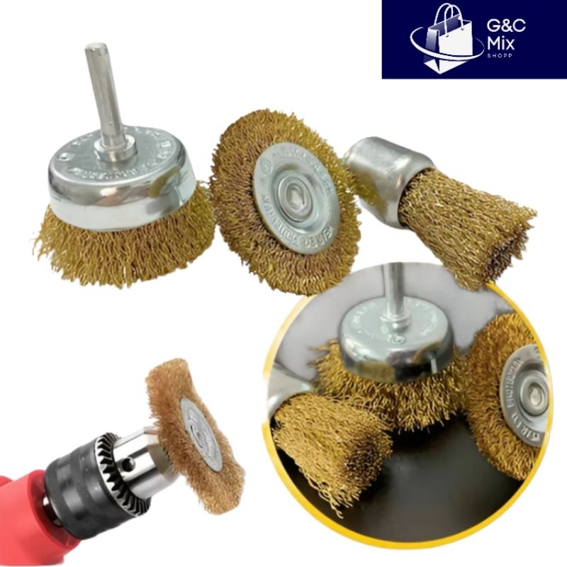 Kit Escovas de Aço para Furadeira  3 ou 5 Peças, Limpeza, Polimento e Remoção de Ferrugem