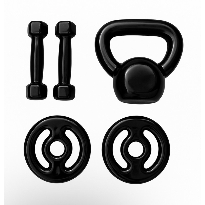 kit par de halteres sextavado 1kg + ketlebell 4kg + par de Anilhas 2kg (10kg total)
