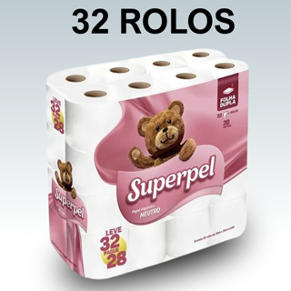 32 Rolos Papel Higiênico Folha Dupla SuperPel 10Cm X 30M em Oferta na Shopee