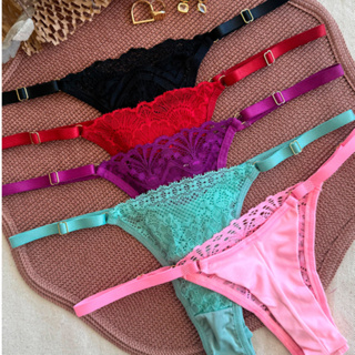 Kit 5 Calcinha Fio Duplo Empina Bumbum em Microfibra e Renda com Alças Regulaveis em Oferta na Shopee