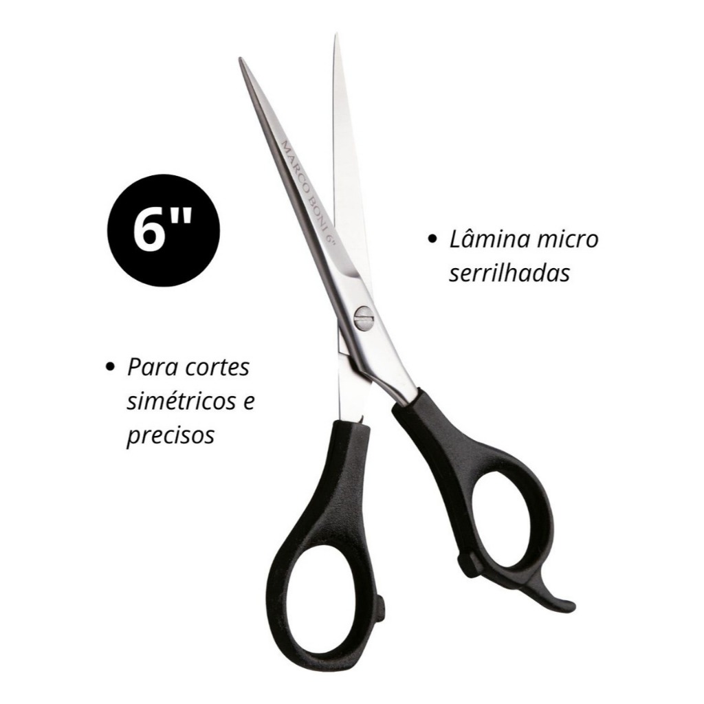 Tesoura Inox Profissional P/ Cabelo Fio Laser 6 Marco Boni