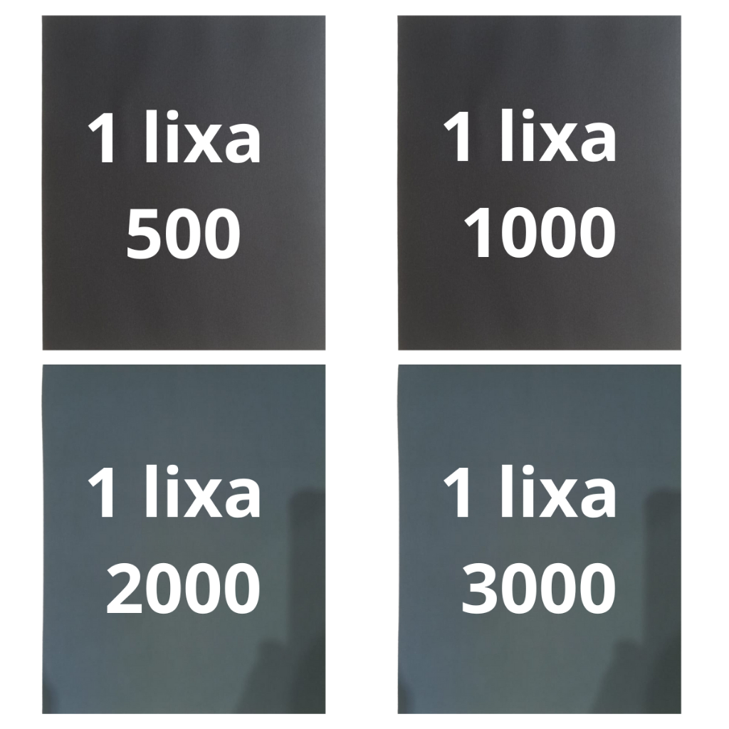 Lixa 500 1000 2000 3000 Kit 1 ou 2 Folhas Cada Grão água Polimento Acabamento Metal Plástico Verniz