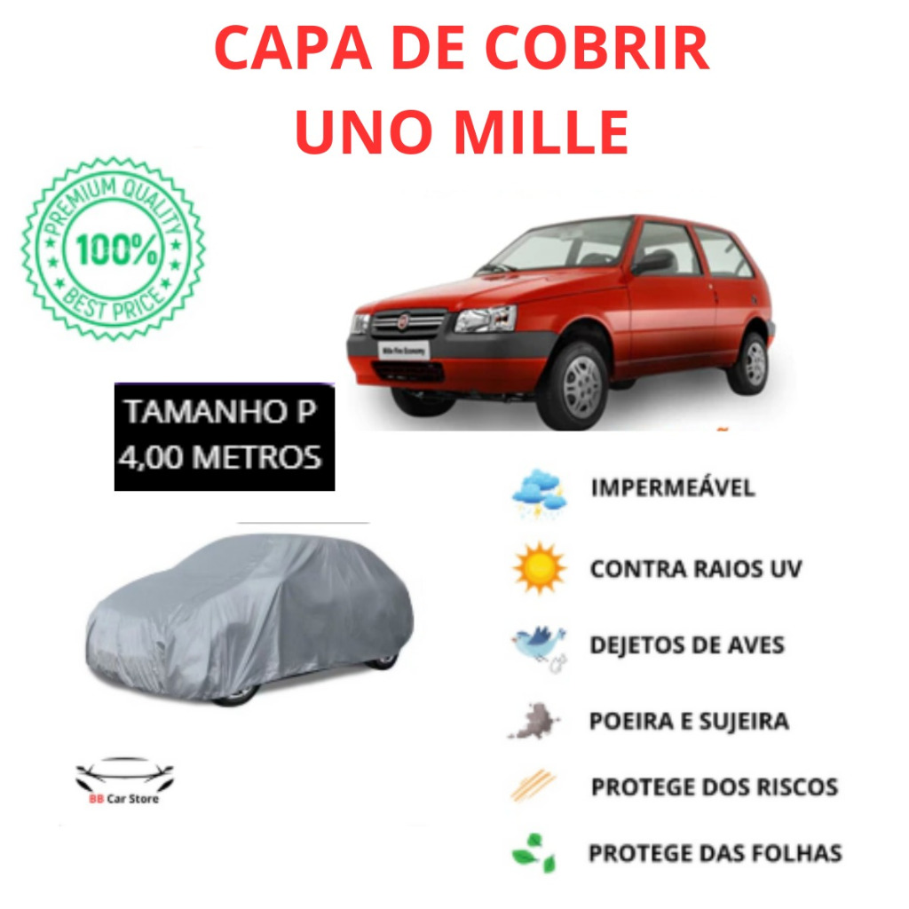 Capa de Cobrir Carro FIAT UNO com Ótima Qualidade Resistente Proteção contra Raios UV, Chuva, Poeira, Riscos, Ar - P em Oferta na Shopee