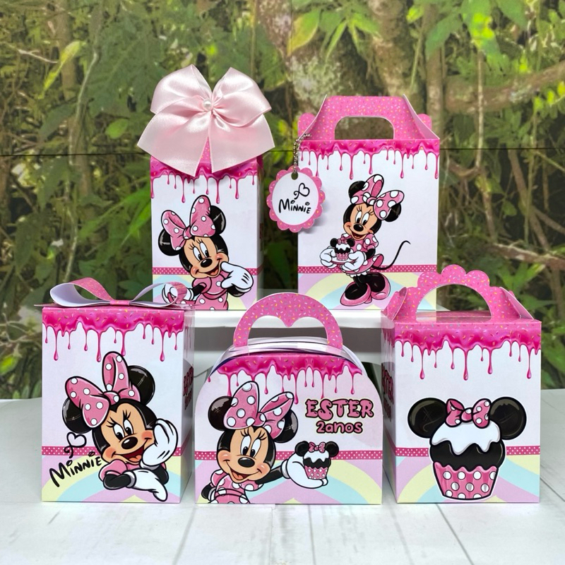 Caixinhas personalizados  lembrancinhas  aniversário  Kit festa Minnie confeitaria confeiteira Doceria