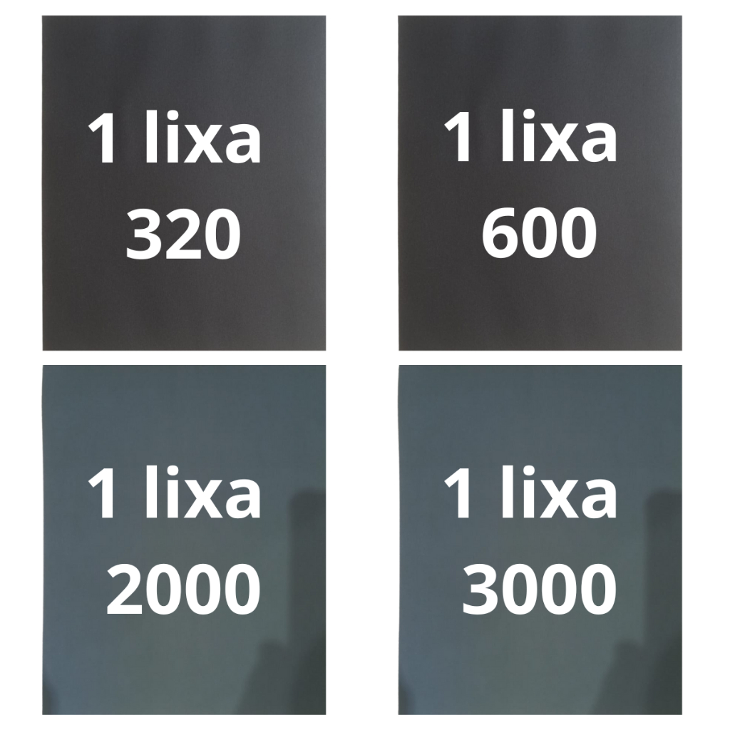 Lixa 320 600 2000 3000 Kit 1  2 Folhas cada Grão água Lixamento Polimento Metal Plástico Acabamento