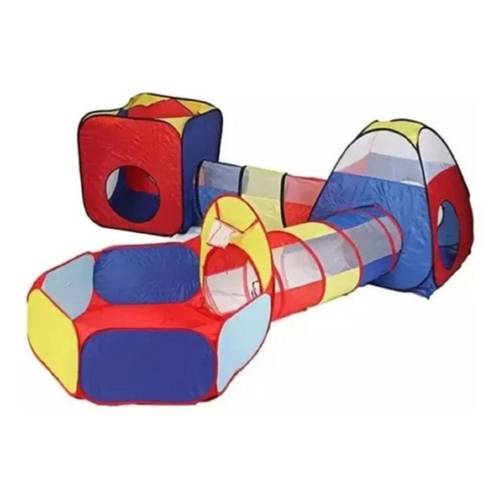 Barraca 5 em 1 Gigante com 2 tuneis 1piscina de bolinhas com cesto 1 toca e 1 tenda em Oferta na Shopee