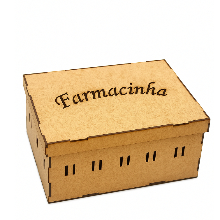 Caixa Farmacinha MDF Cru | Grande | Passa Fita  | Tampa de Sapato