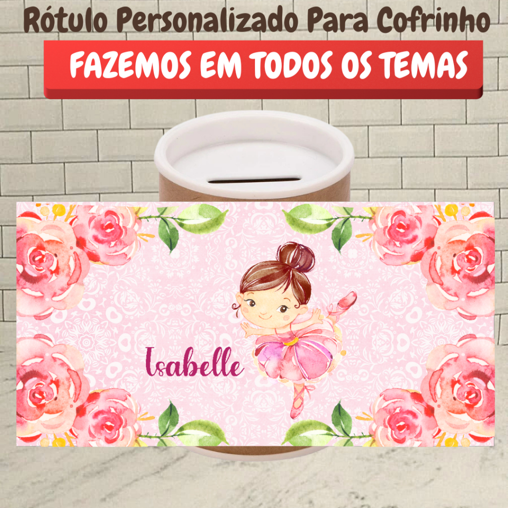 Rótulo Adesivo Personalizado - BAILARINA - Lembrancinha Aniversário Infantil