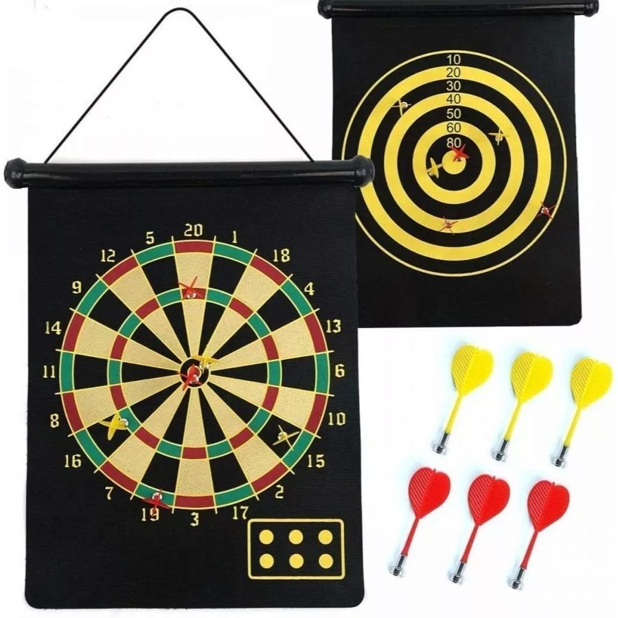 Jogo Dardos Dupla Face Tiro Alvo Ponta Megnetico Imã 40cm Grande