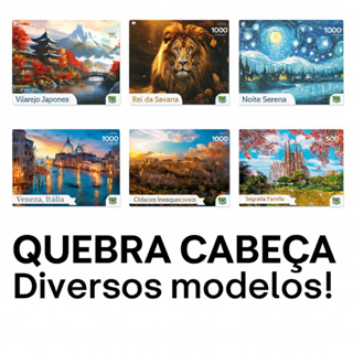 Quebra Cabeça Diversos Modelos 500 ou 1000 peças! Leão da Savana Japão Itália Barcelona Jesus Cristo em Oferta na Shopee