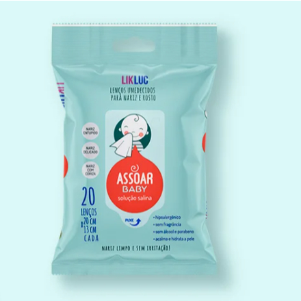 Assoar Baby - Lenços Umedecidos com Solução Salina - LikLuc Lenço Nariz