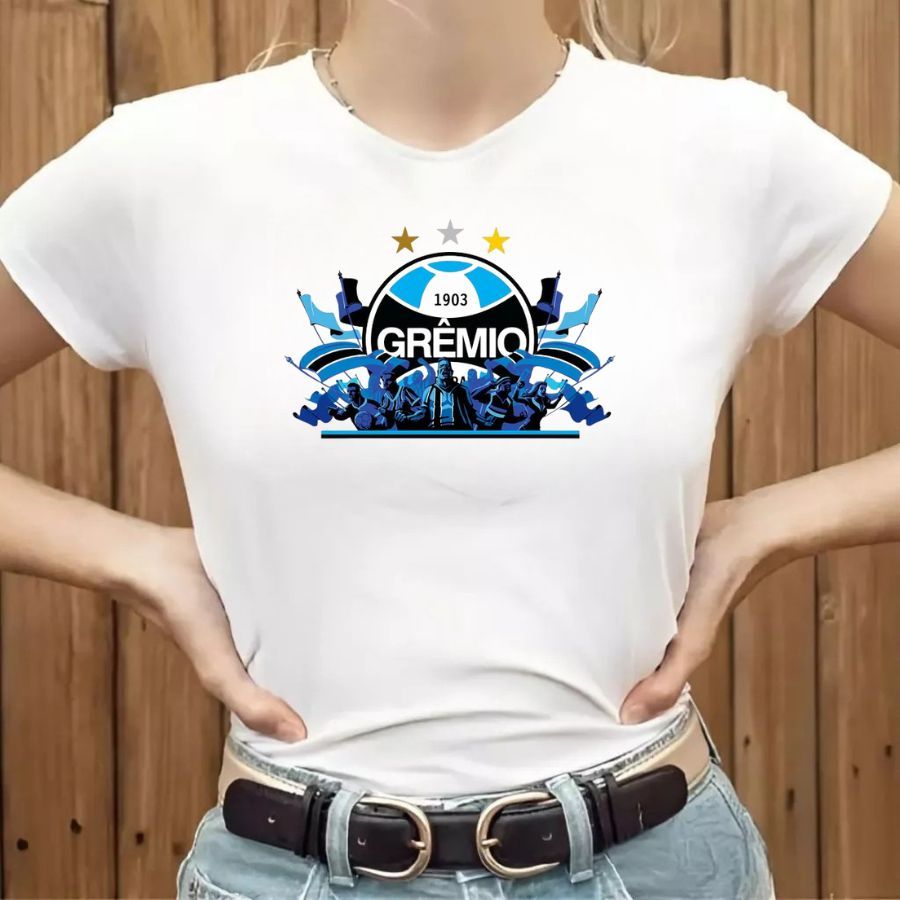 Camiseta t shirt Do Grêmio Baby Look - Camisa Branca
