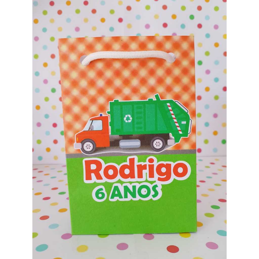 PEGUE E MONTE -SACOLINHA TAMANHO P - PARA LEMBRANCINHA DE ANIVERSÁRIO PERSONALIZADA TEMA CAMINHÃO DE LIXO