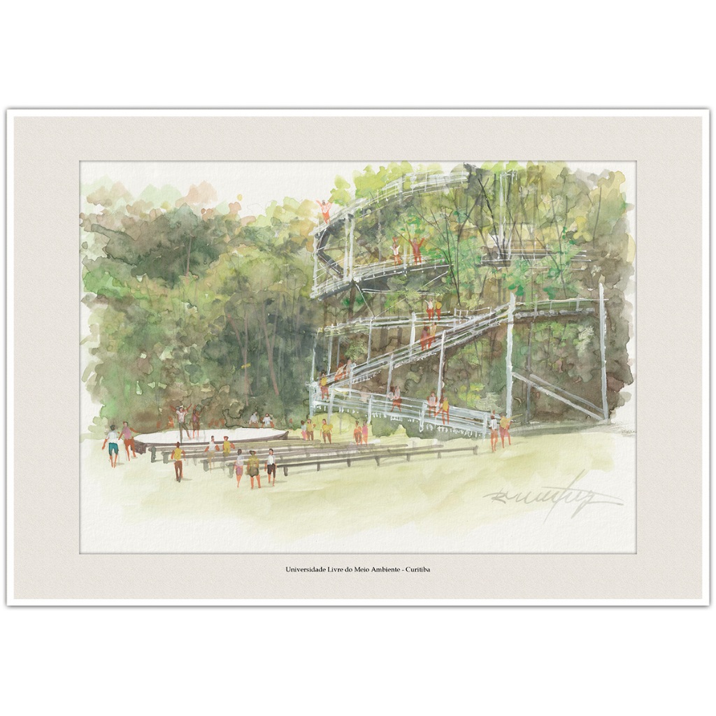 Universidade Livre do Meio Ambiente - Curitiba | Arte Aquarela para Quadro Decorativo | Decoração A4