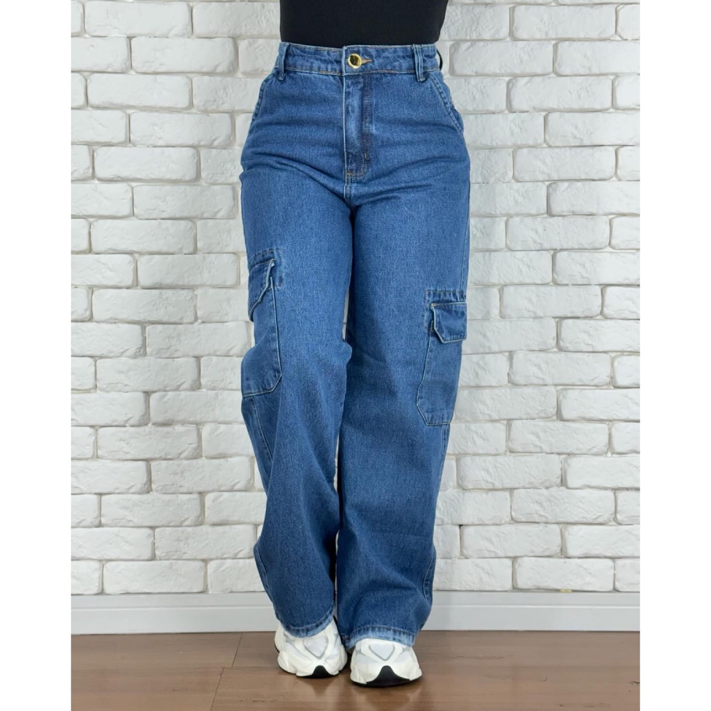 calça jeans feminina cargo levanta e valoriza o bumbum cintura alta , vários modelos