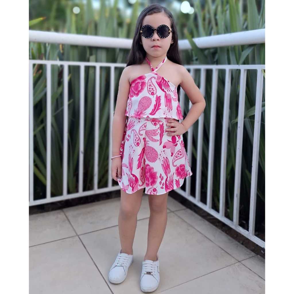 Macaquinho Infantil Menina Tecido Crepinho Moda Bloguerinha em Oferta na Shopee