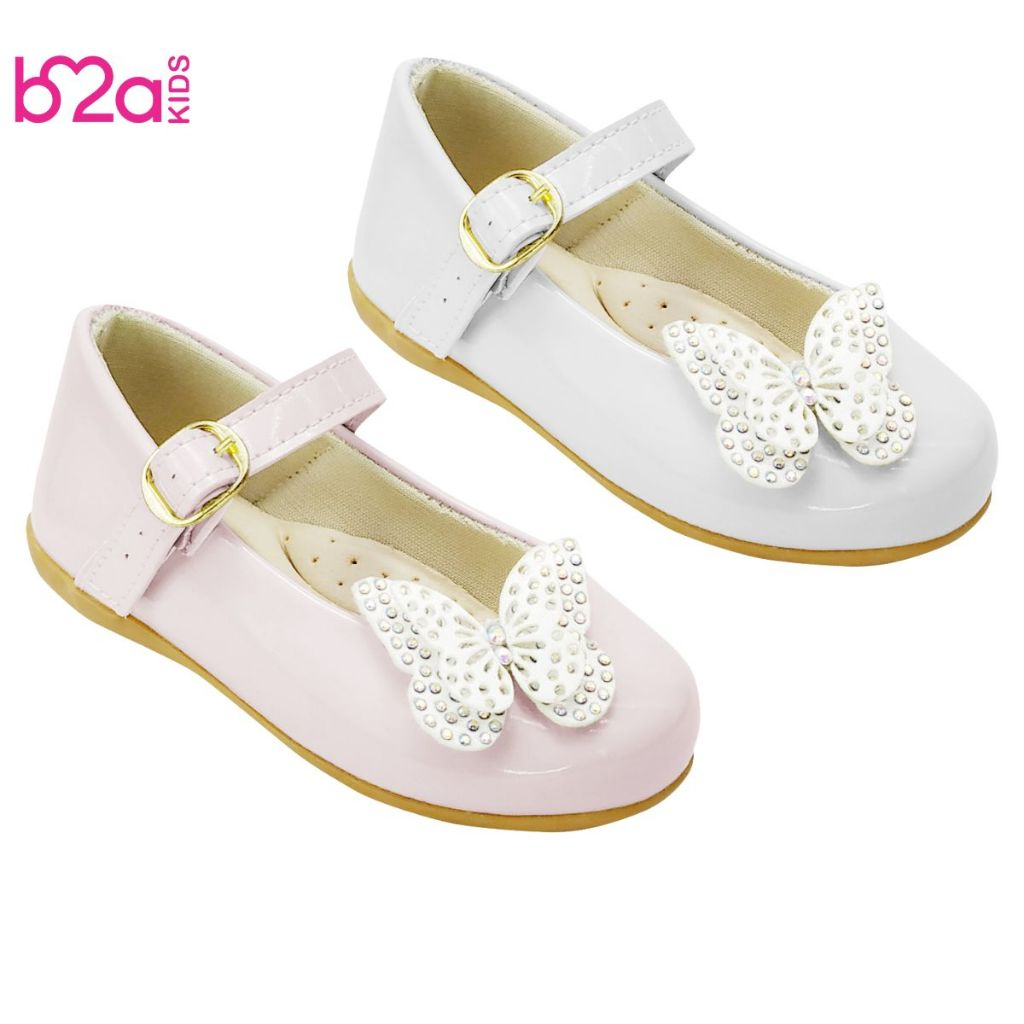 Sapatilha Infantil Fivela  Borboleta Branca Confortável B2A Kids 1004 Menina Delicada Promoção em Oferta na Shopee