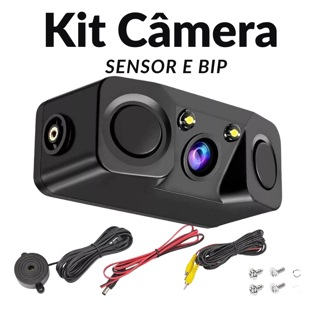 Câmera De Ré Com Sensor Estacionamento 2 Pontos Visão Noturna Beep Alerta Sonoro Aproximação Manobra em Oferta na Shopee
