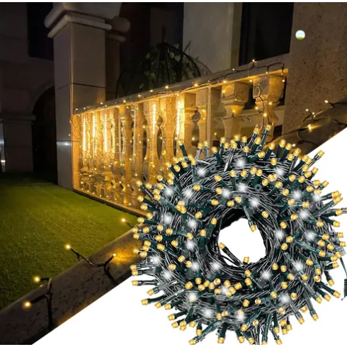 Cordão Pisca Strobo 10m/30m Com 100 ou 300 Leds Para Área Externa Com Emenda - Fio Escuro