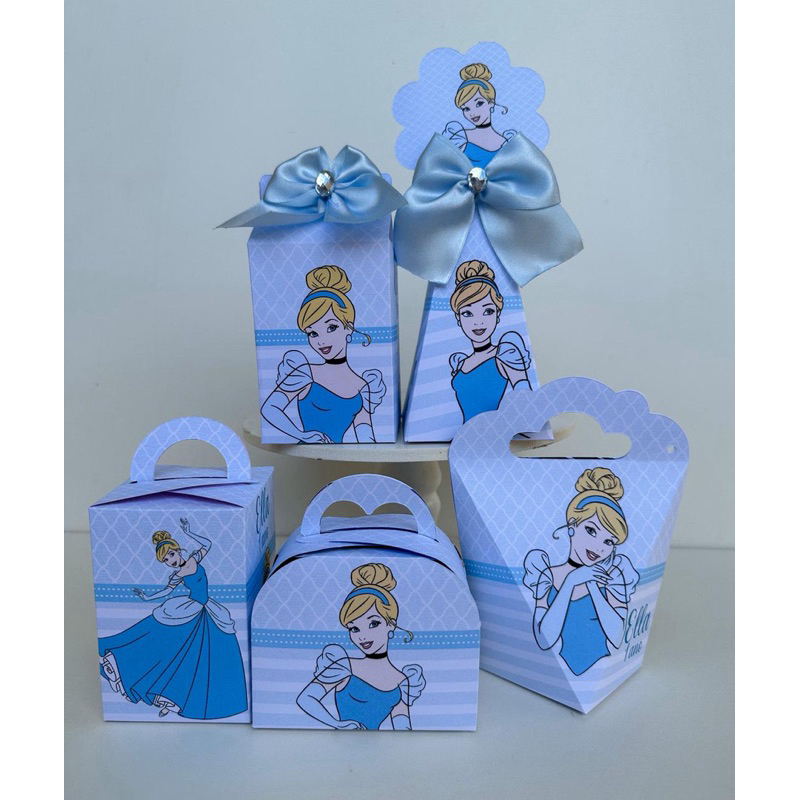 Personalizados Cinderela Princesas Pegue e Monte Lembrancinha Caixinha Kit festa (informe nome e idade no Chat)