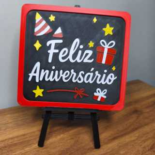 Plaquinha Feliz Aniversário 3D com Suporte – Decoração Criativa para Mesa de Festa em Oferta na Shopee