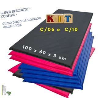 KIT,C10-KIT/6 - COLCHONETE 1M-100X60X3 ACADEMIA, EXERCÍCIOS FÍSICOS, YOGA, CAMPING, FITNESS. em Oferta na Shopee