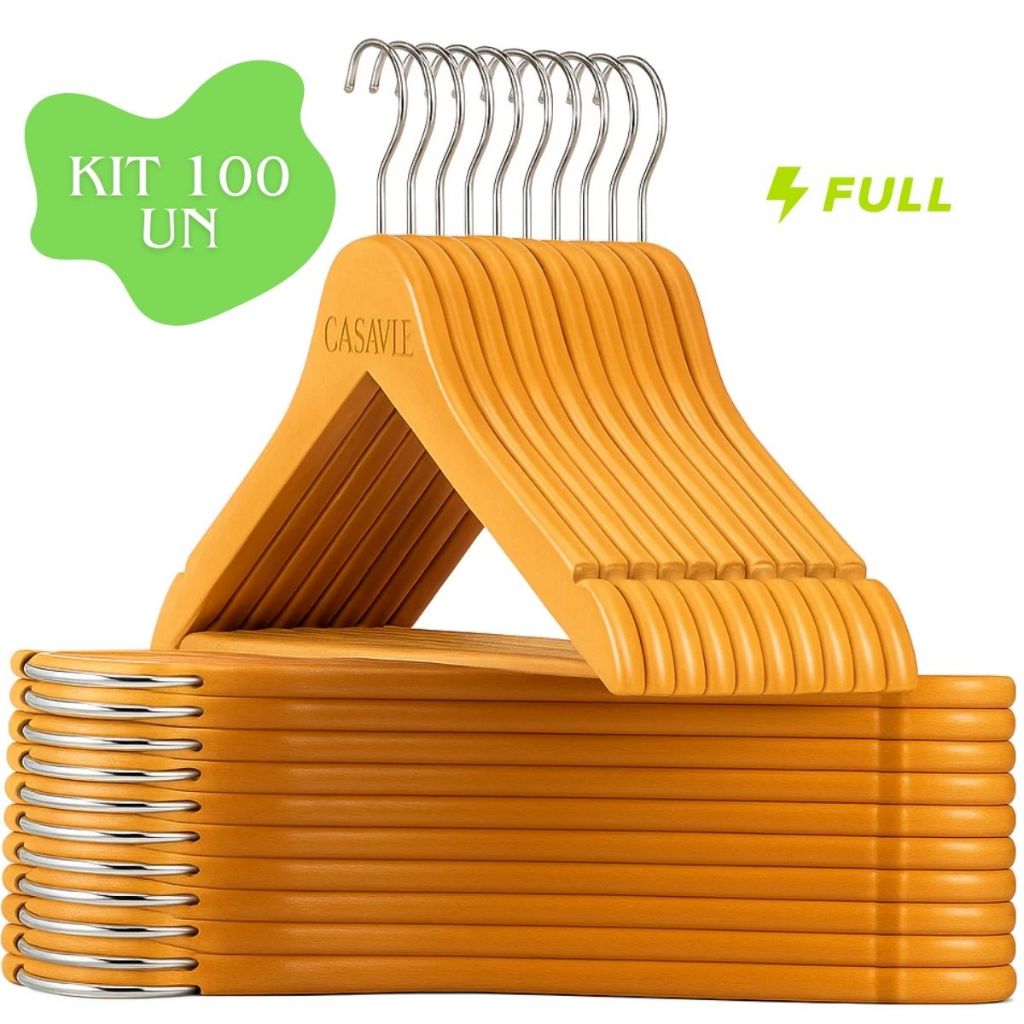 Kit 100 Cabides de Madeira para Armário Organização de Roupas Quarto em Oferta na Shopee