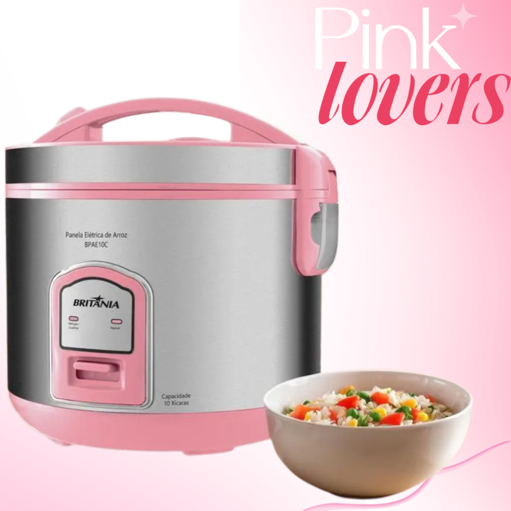 Panela de arroz Elétrica Britânia Rosa 10 Xícaras BPAE10C