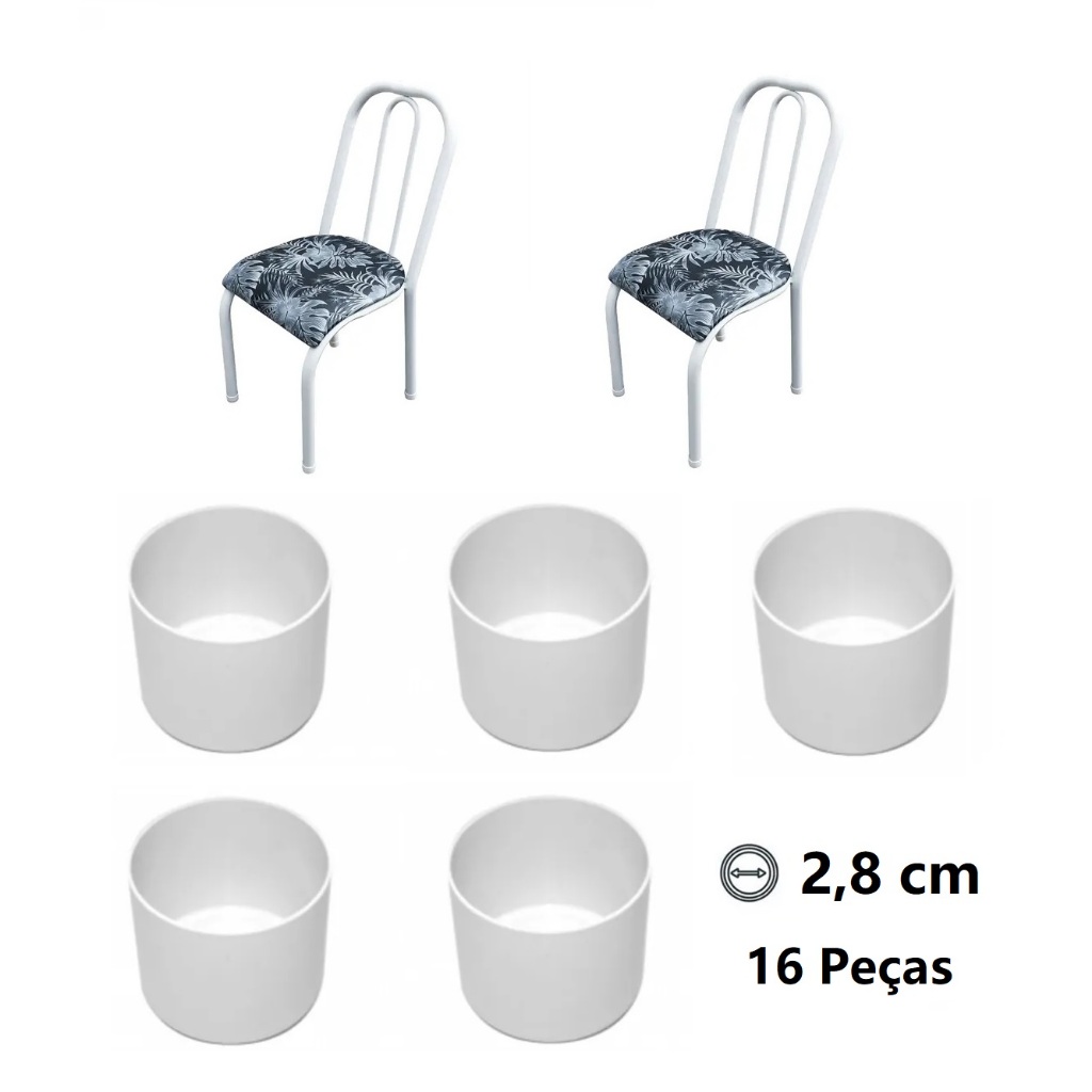 Ponteira Para Proteção De Cadeira Tubular de Mesa de Jantar - Redonda 2,8 cm Branca