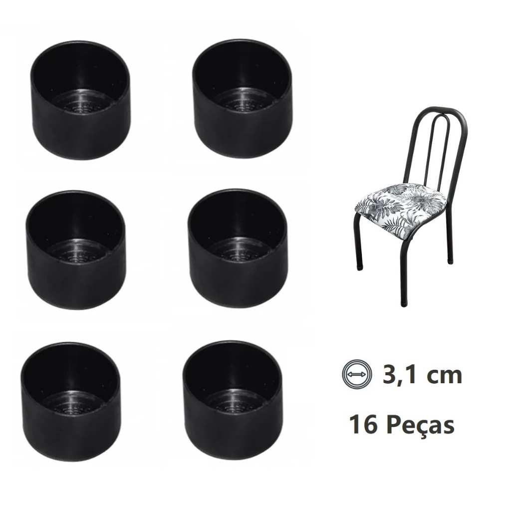 Ponteira Protetora Para Cadeira Tubular de Mesa de Jantar - Redonda 3,1 cm Preta em Oferta na Shopee