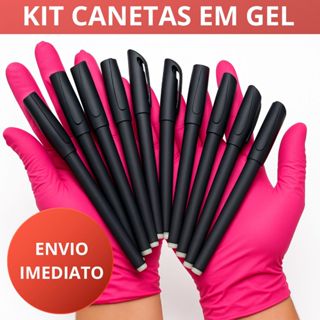 Kits Caneta Esferografica em Gel Preta Tinta Premium Papelaria Ecritório Escolar em Oferta na Shopee