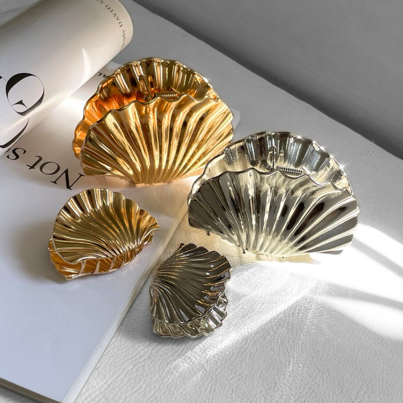 Piranha de Cabelo Concha Metal – Tendência Verão 2025 – Unidade – Grande ou Pequena – Dourada ou Prata em Oferta na Shopee