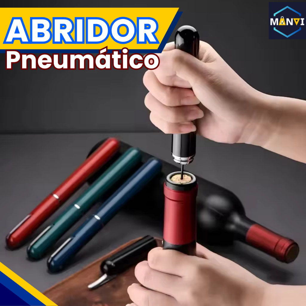 Abridor Garrafa de Vinho Saca Rolha Agulha e Corta Lacre Portátil Pneumático Bomba Pressão de Ar