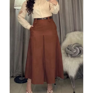 Saia Longa Alfaiataria Fit e Flare Feminina Moda Evangélica Cintura Alta Fenda Fechada em Oferta na Shopee