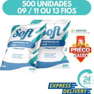 Compressa De Gaze 500 Unidades 13 Fios 11 Fios 9 Fios Soft Hidrófila Gazes Descartável Anvisa em Oferta na Shopee