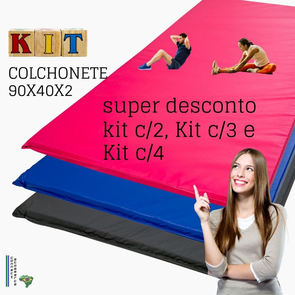 kit com 2- kit com 4 colchonetes academia, exercícios, pet, ginástica, escola, creches, exercícios. em Oferta na Shopee