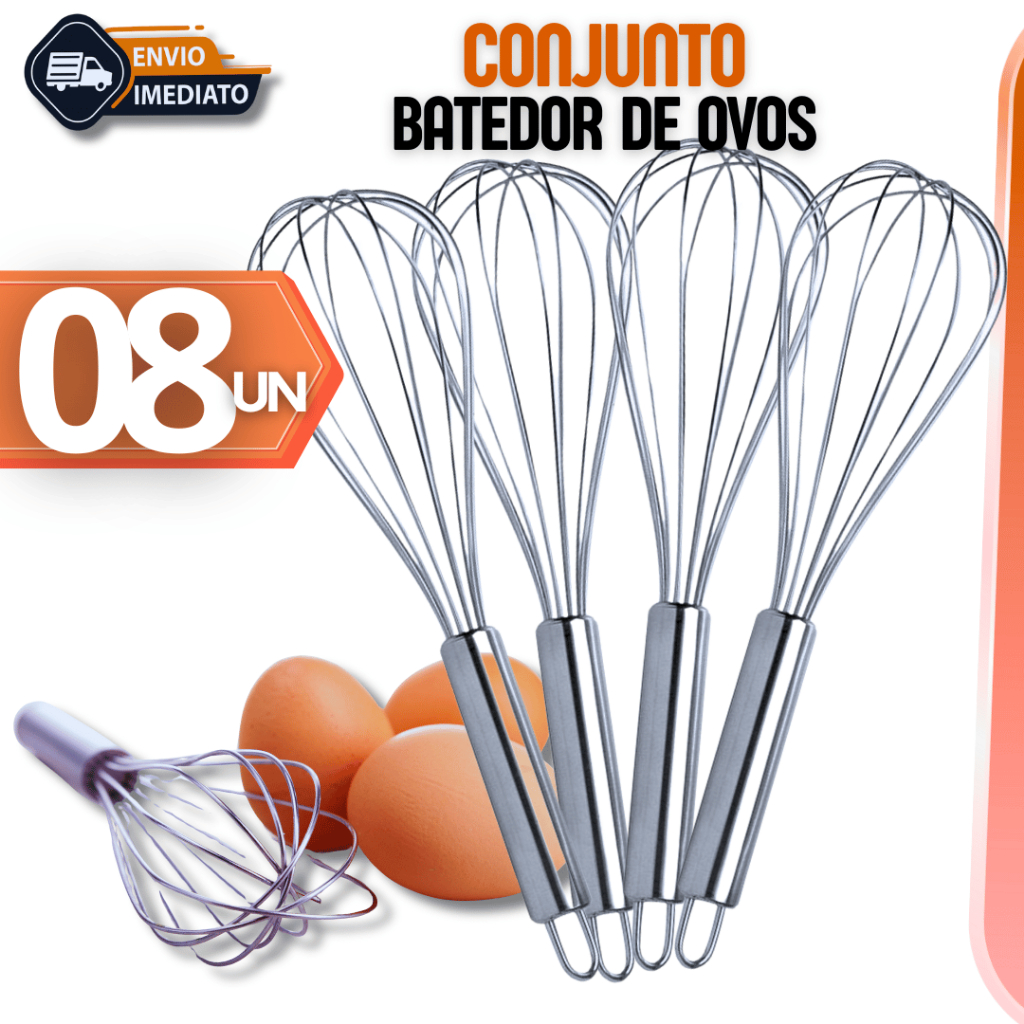 Batedor Fouet Profissional De Ovos e Massas Fue Cabo Reforçado 30CM Utensilio de Cozinha Casa
