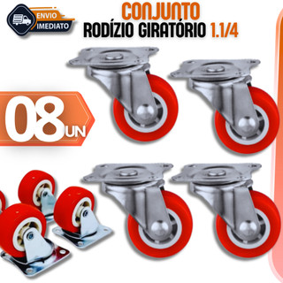Conjunto Rodinhas Rodas Rodizio Giratório Kit 8 Unidades Reforçado 1.1/4 Polegadas Anti Risco Para Moveis