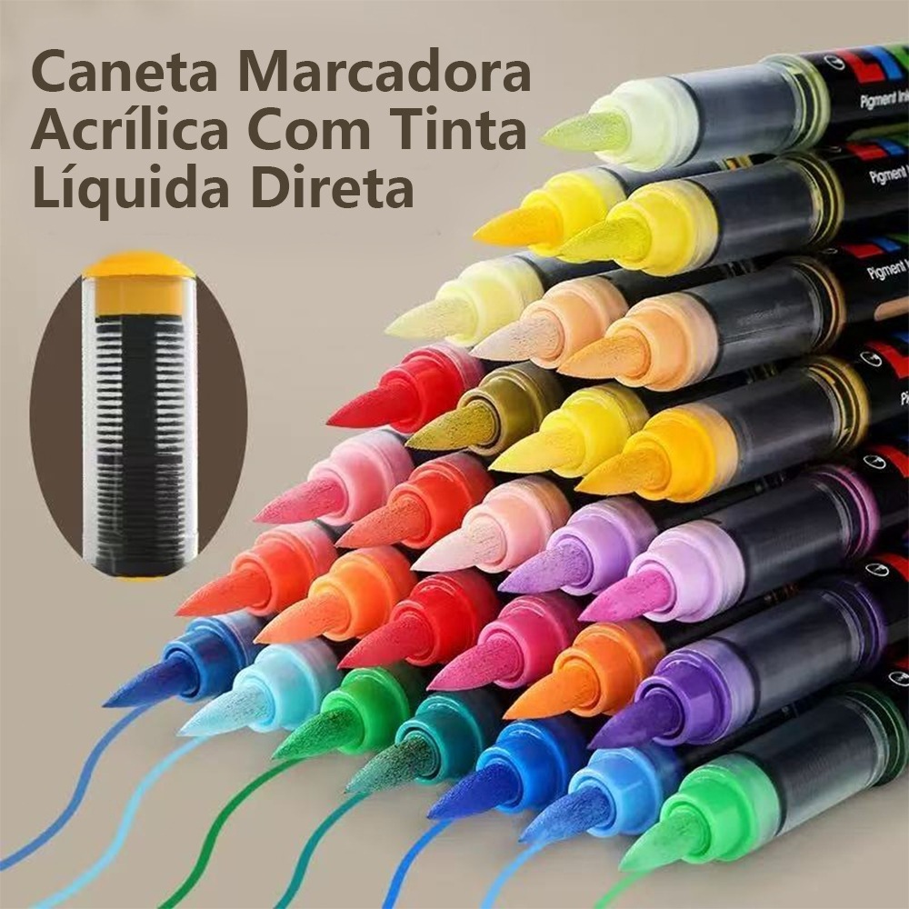 kit12/24/36/48 Cores Marcadors Brush Caneta Pen Ponta Pincel Lettering Canetinha Brinquedos Para Aliviar O Stress em Oferta na Shopee