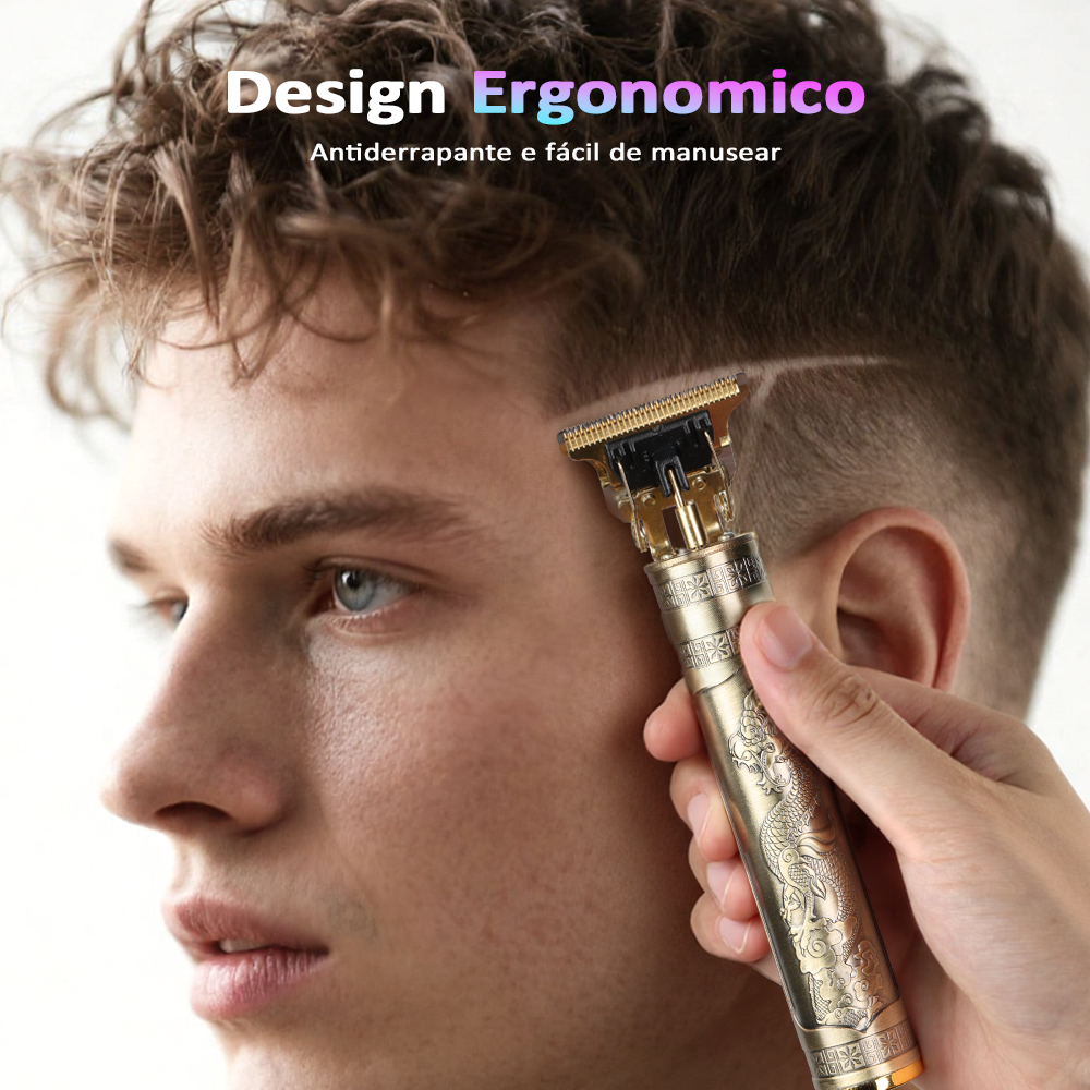 Máquina De Cortar Cabelo e Fazer a Barba Masculina Designer Aleatório Elétrico Profissional Inclui Pentes e Pincel Corte