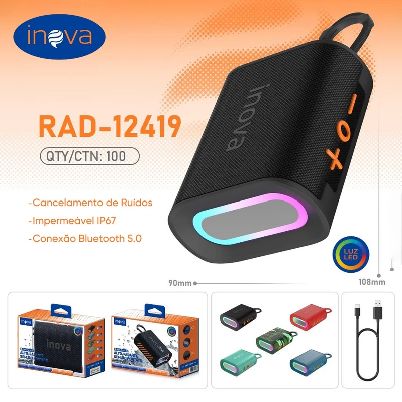 Caixa de Som Bluetooth Go 4 Pro da Inova Portátil à Prova D'Água — foto 9
