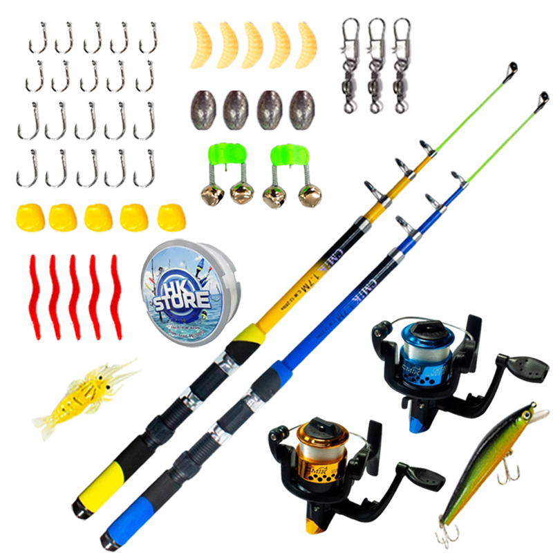 Kit 2 Vara De Pesca 60-120lbs Completa Com Molinete Esportiva Ao Ar Livre Robalo Portátil + Acessórios em Oferta na Shopee