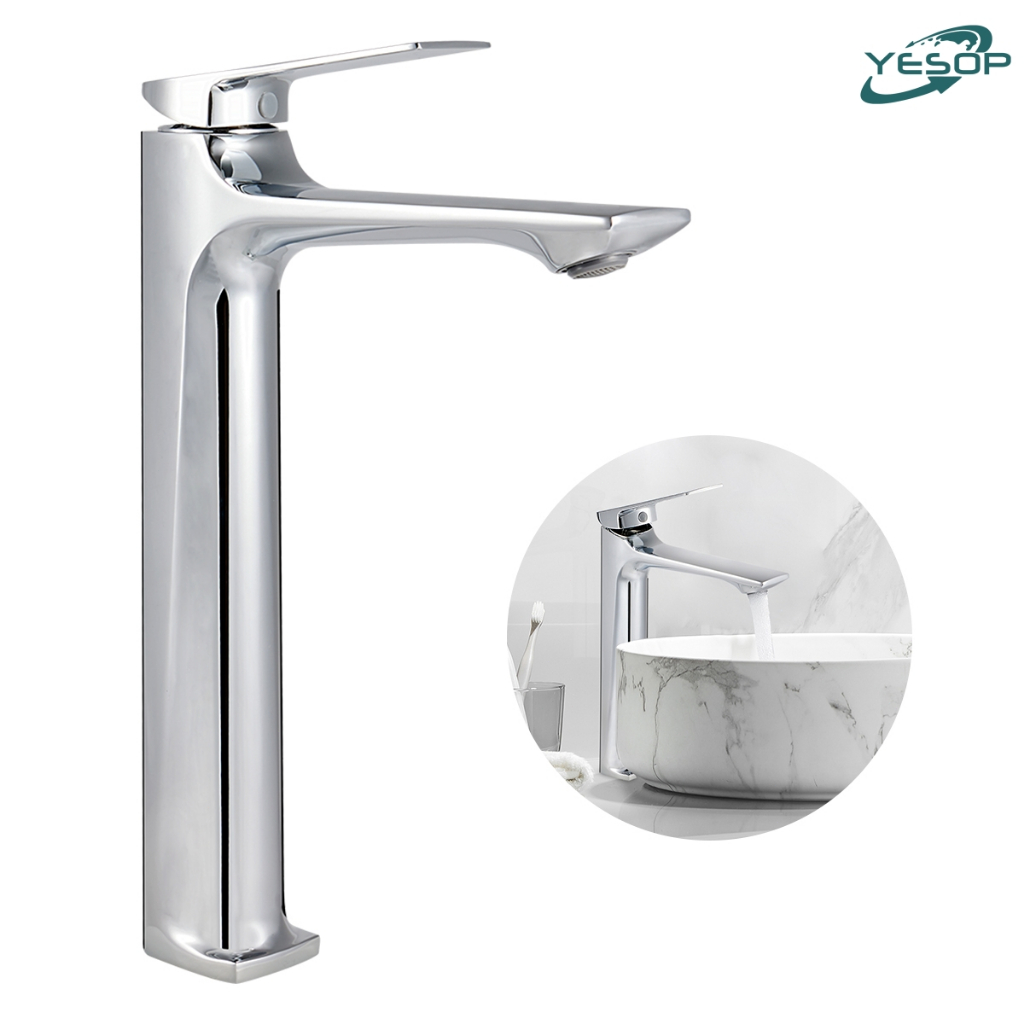 Torneira Monocomando Banheiro Lavatório Alta Metal Cromado / Dourada 30cm Yesop em Oferta na Shopee