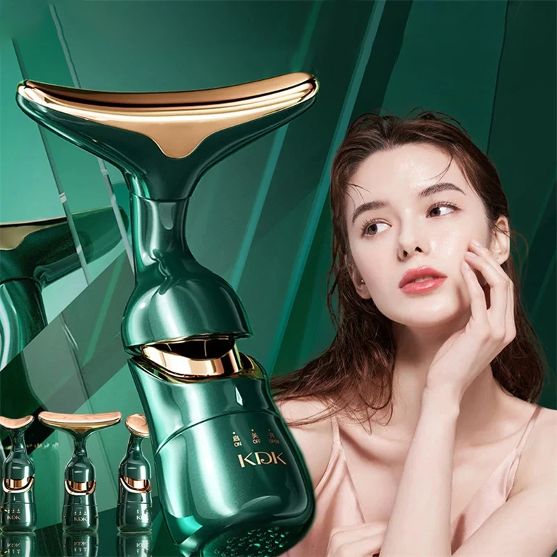 Massageador Facial e Cervical 3 em 1 com 3 Luzes Terapêuticas e Vibração Rejuvenescedora -N7