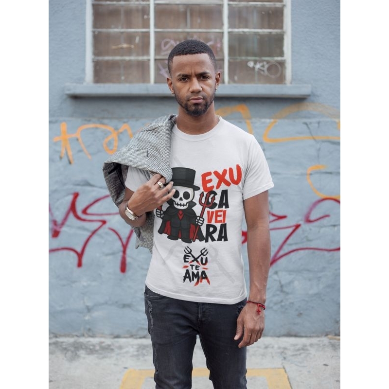 Camiseta Umbanda Exu Caveira Exu te Ama