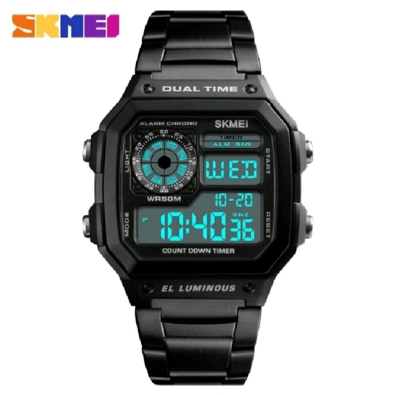 Relógio Masculino Digital SKMEI 1335 à Prova D'água Pulseira em Aço