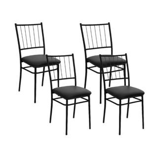 Kit 4 cadeiras de Jantar em Aço Reforçado – Assento Estofado, Estrutura Robusta, Suporta até 150kg em Oferta na Shopee